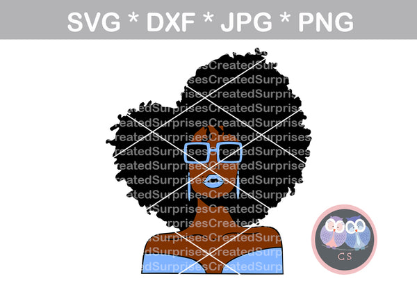 Download Afro, wild hair, girl, Diva woman, square glasses, digital ...