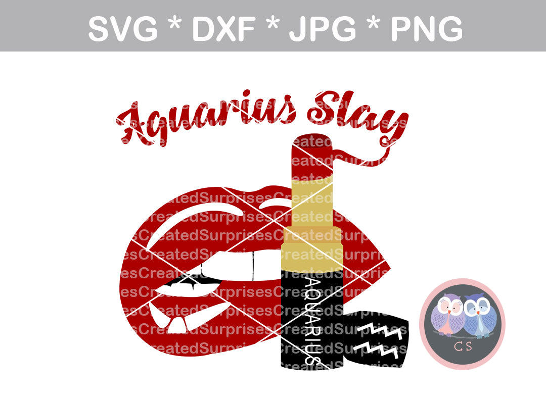 Download Aquarius Slay Biting Lips Lipstick Digital Download Svg Dxf Cut Createdsurprises