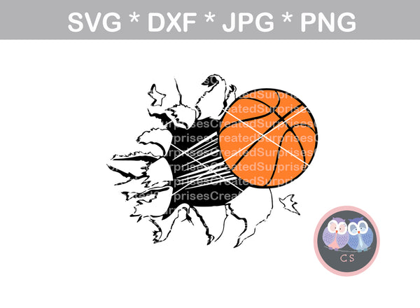 Bursting Basketball, sport, ball, digital download, SVG, DXF, cut file ...