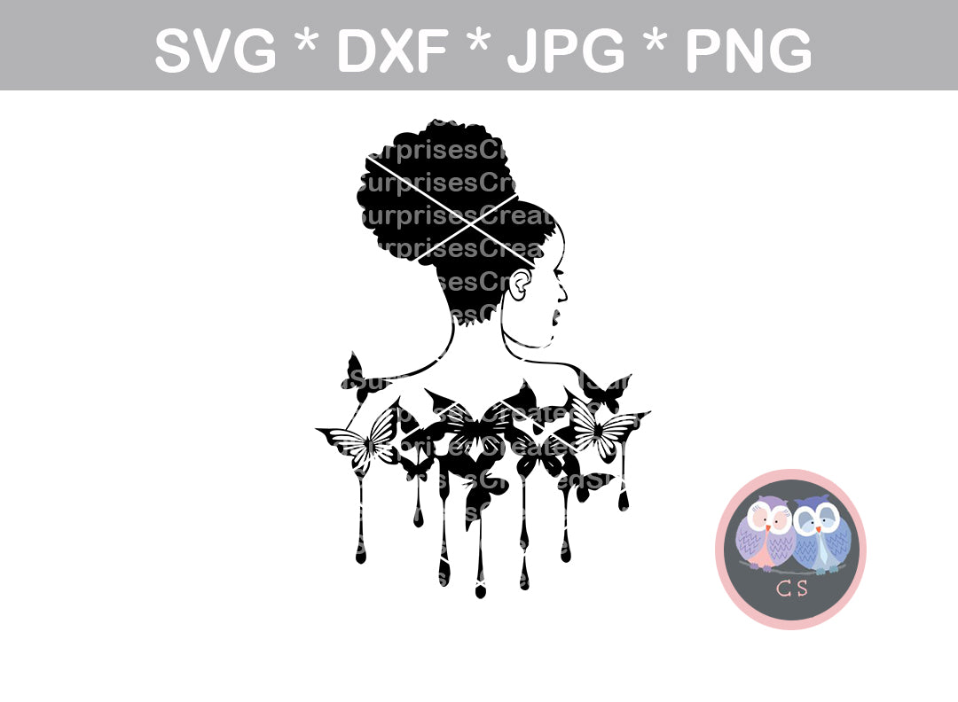 Download Afro Woman Black Woman 2 Butterfly Diva Digital Download Svg Dx Createdsurprises