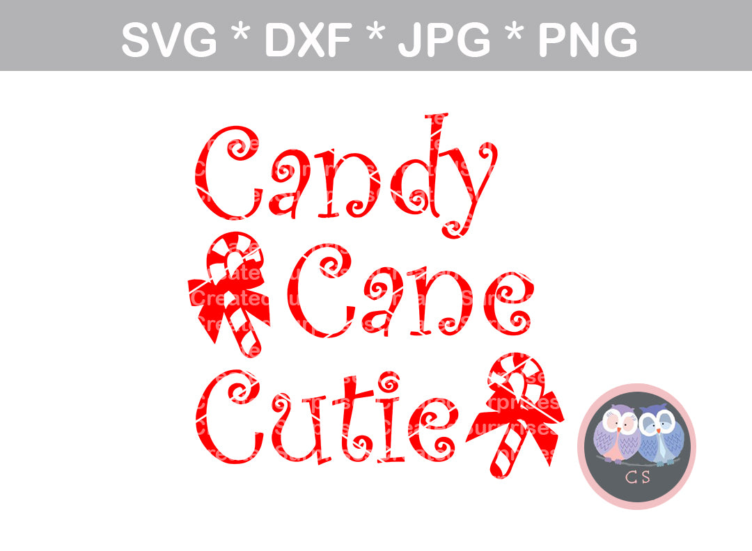 Download Candy Cane Cutie Christmas Bow Cute Digital Download Svg Dxf Cu Createdsurprises SVG, PNG, EPS, DXF File