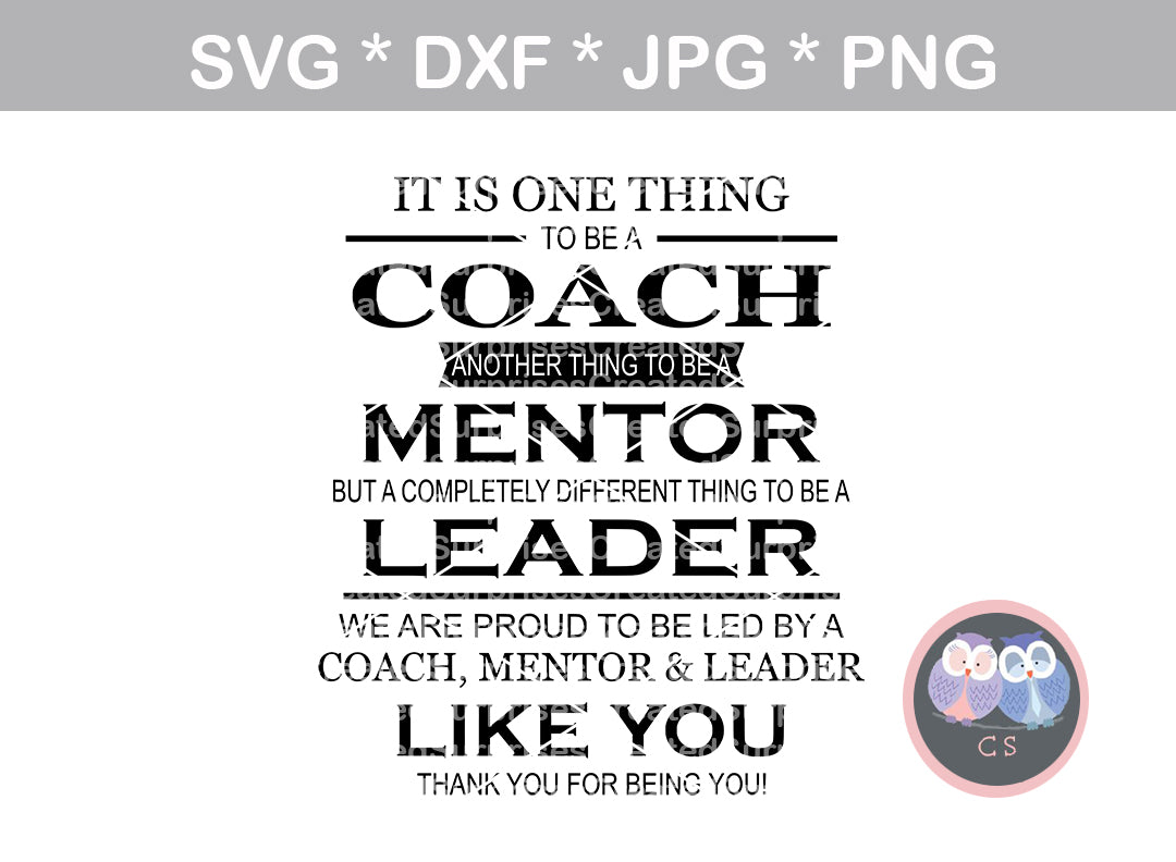 Coach, mentor, leader, quote, digital download, SVG, DXF, cut file, pe –  CreatedSurprises