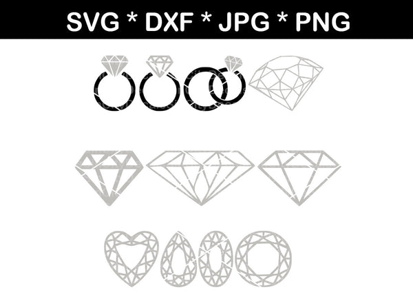 Download Diamond, wedding, ring, bling, gems, digital download, SVG, DXF, cut f - CreatedSurprises