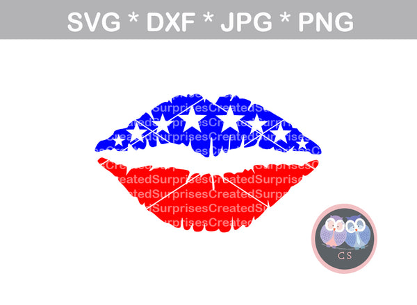 Download Flag Lips, American, 4th of July, Stars, Stripes, digital ...
