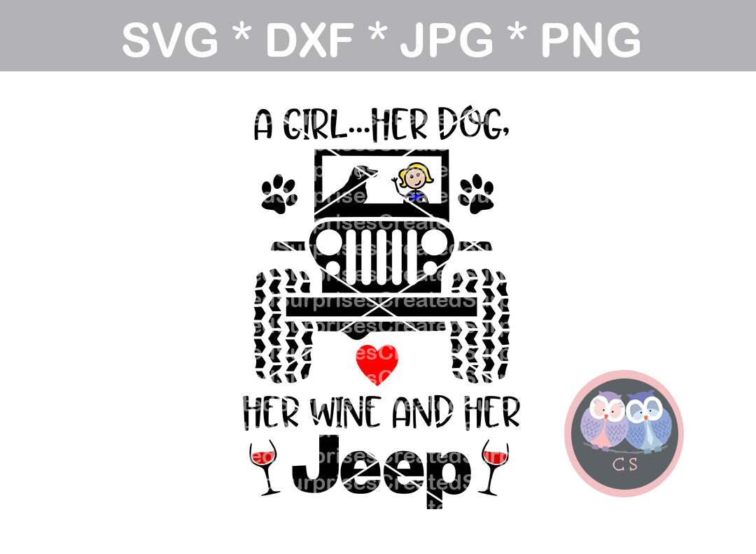 Girl And Her Dog Wine Jeep Heart Paw Digital Download Svg Dxf Createdsurprises