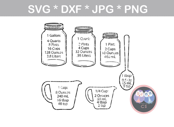 Download Measurement Chart, kitchen measuring chart, cooking, baking, digital d - CreatedSurprises