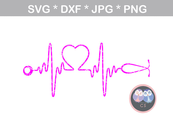 stethoscope with heartbeat svg