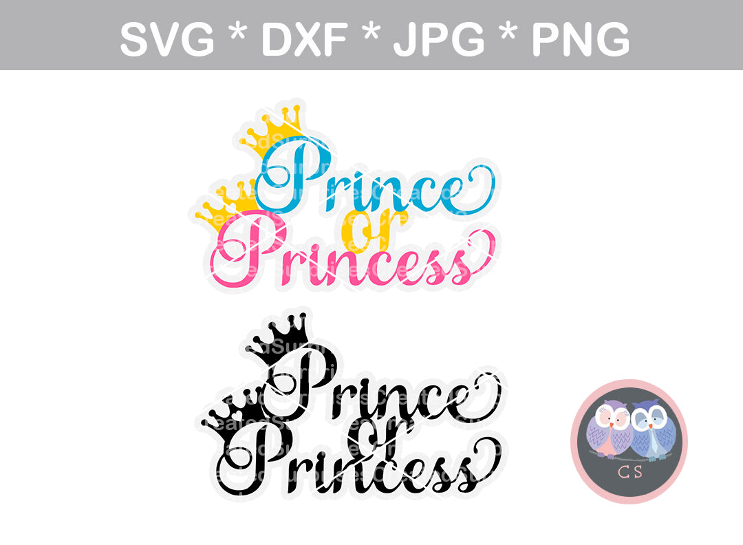 Download Prince Or Princess Gender Reveal Cake Topper Digital Download Svg Createdsurprises