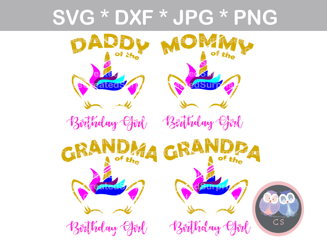 Download Mommy Daddy Grandma Grandpa Of The Birthday Girl Unicorn Face Ho Createdsurprises