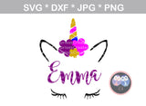 Unicorn horn face cute animal digital download SVG DXF cut file person