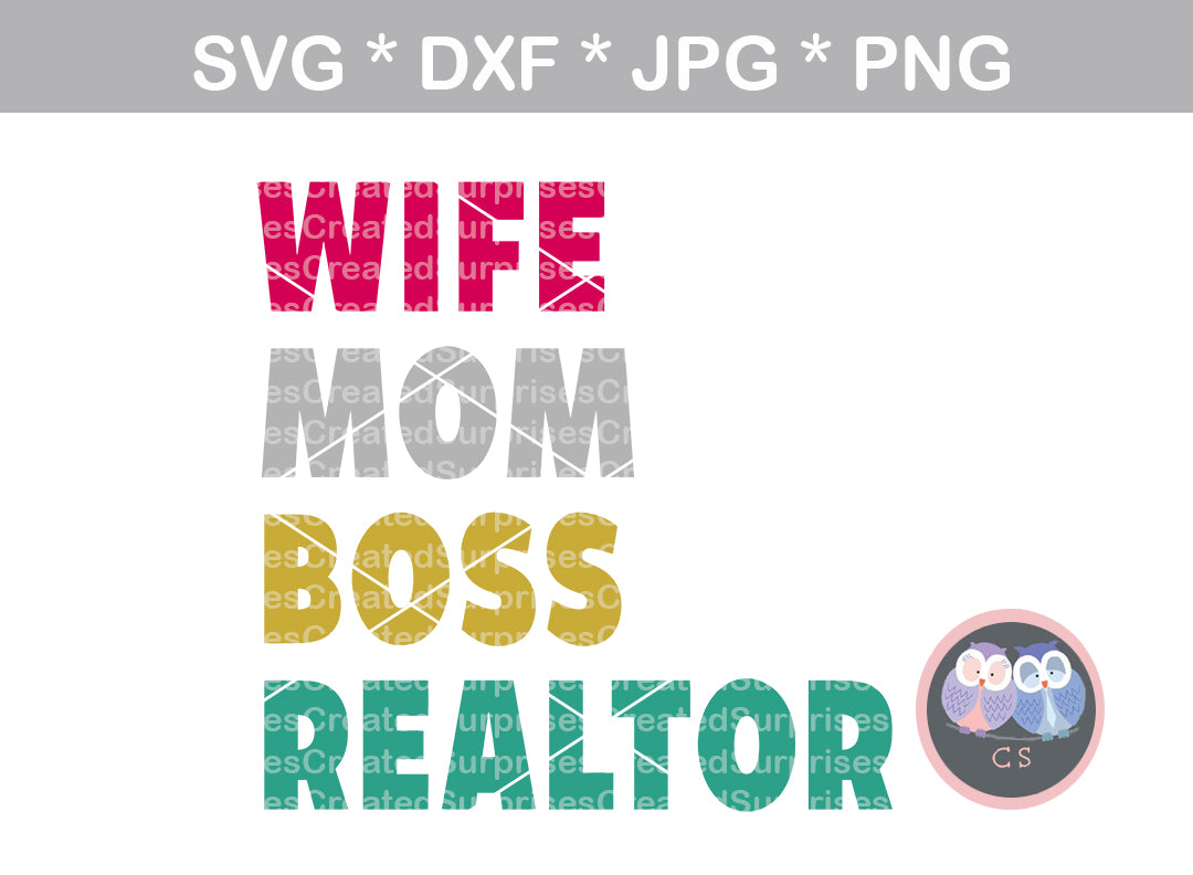 Download Wife Mom Boss Realtor Digital Download Svg Dxf Cut File Person Createdsurprises