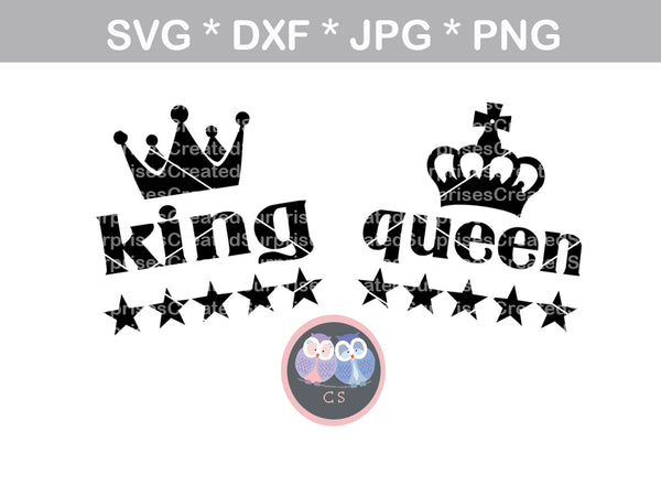 Download King, Queen, crown, stars, digital download, SVG, DXF, cut ...