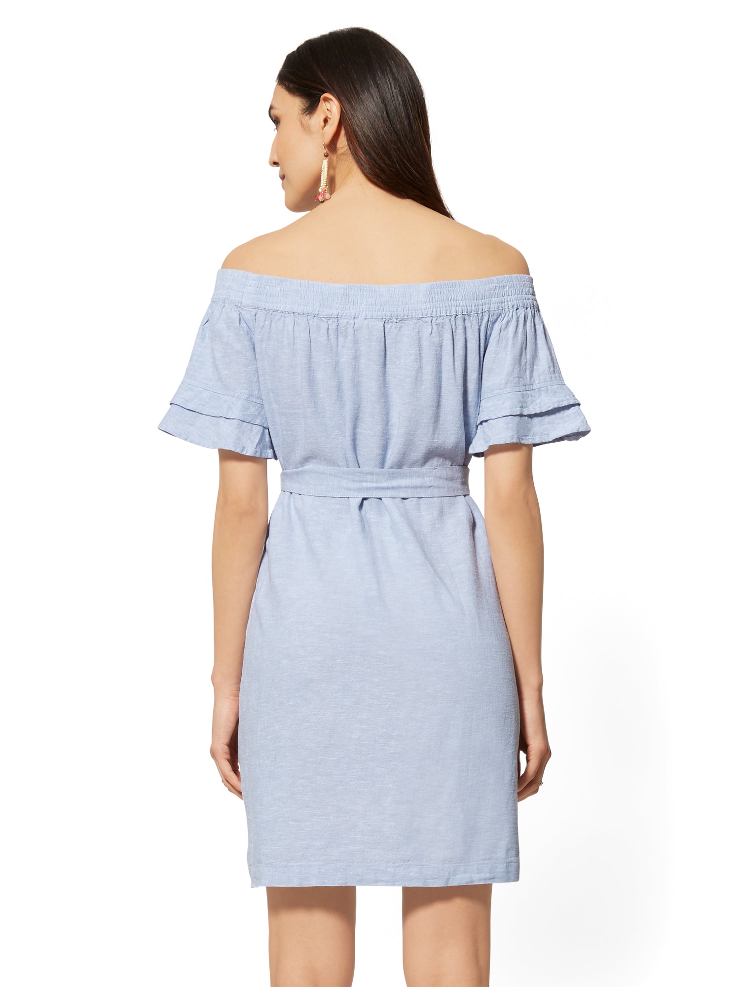 powder blue linen dress