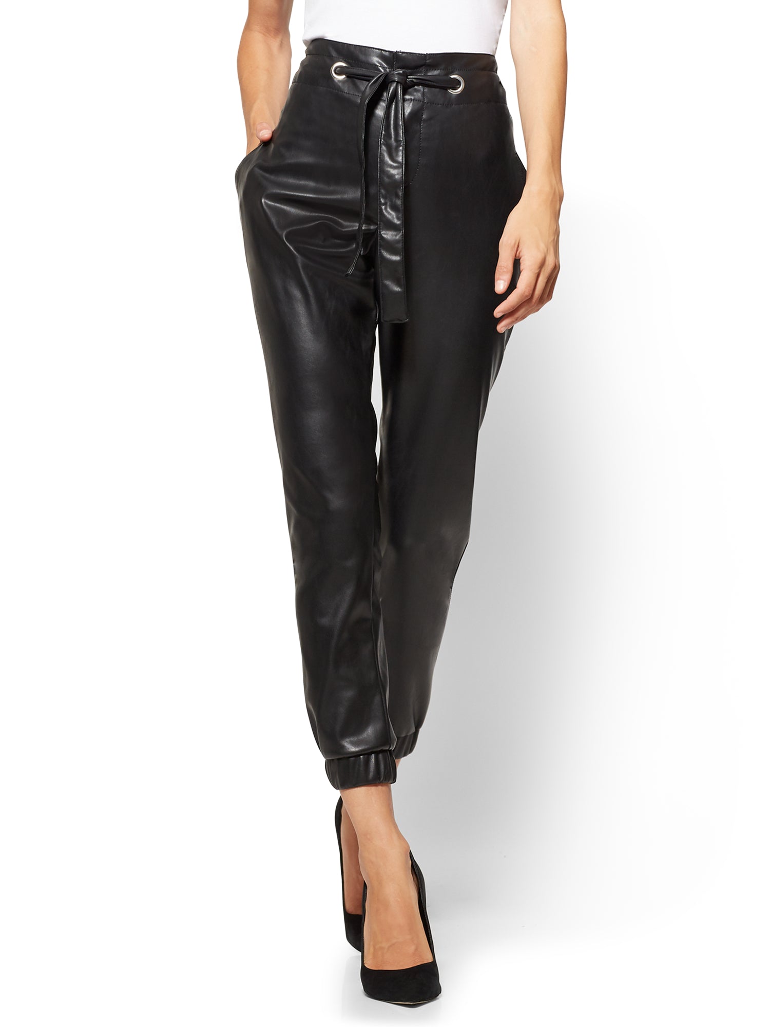 paperbag leather trousers