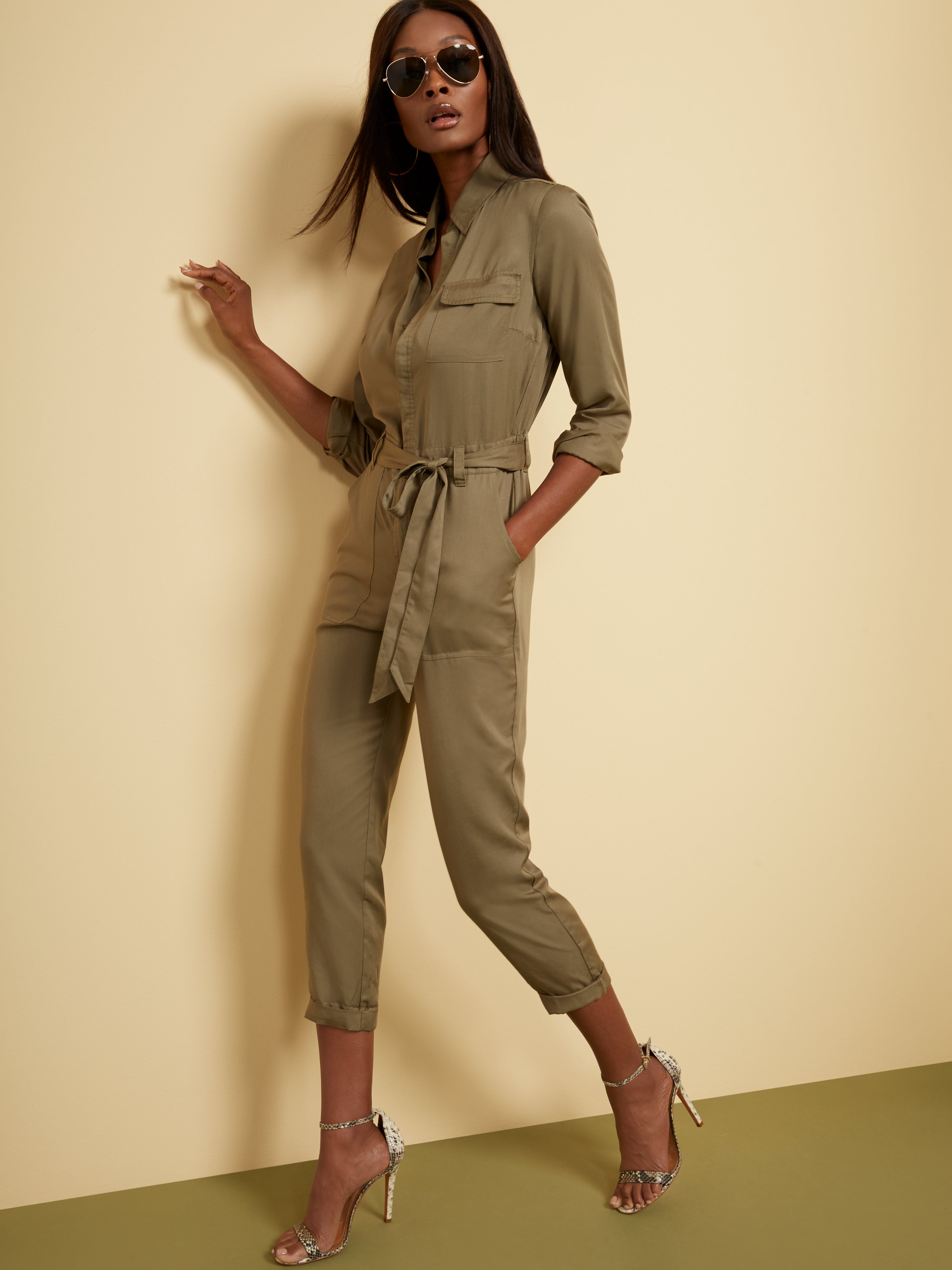 olive utility jumpsuit