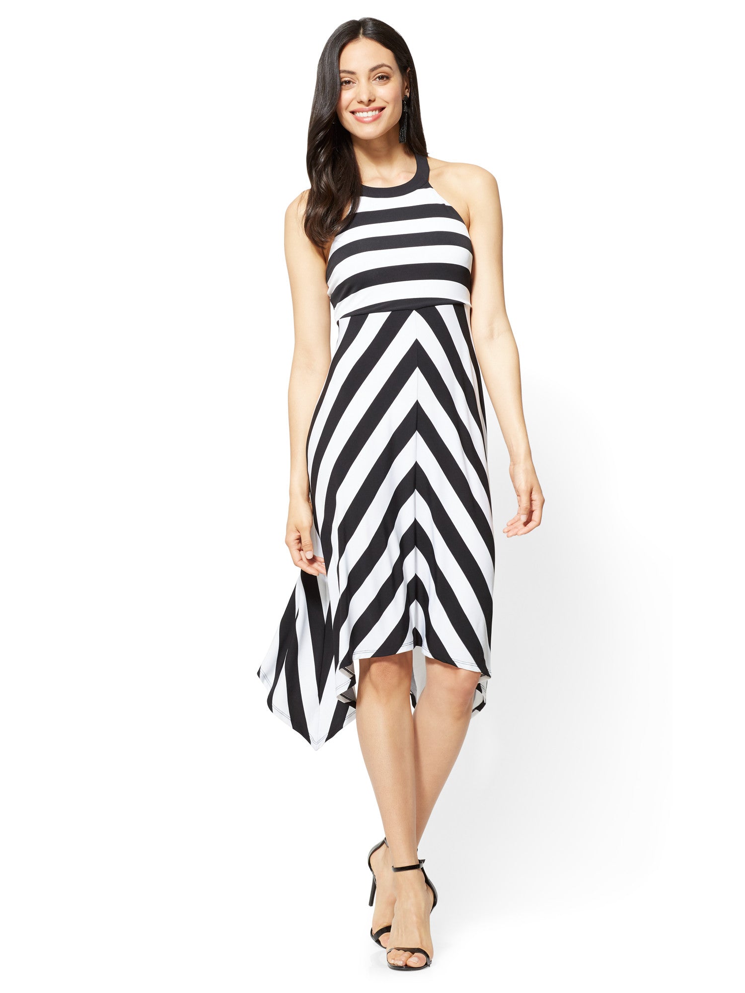 black and white halter dress