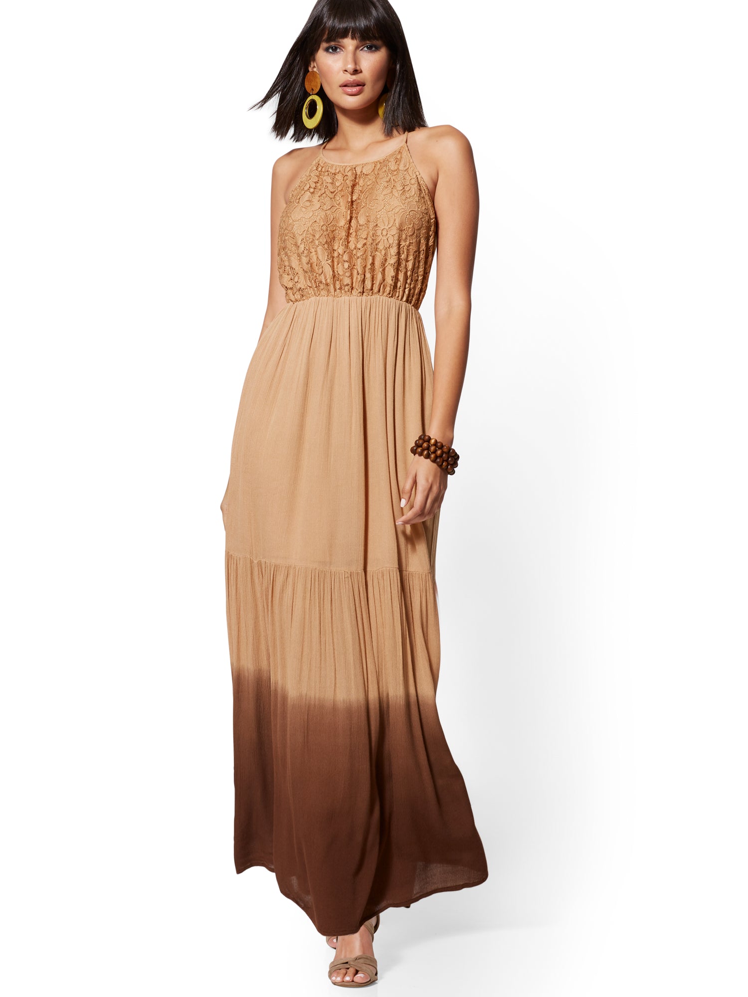 lace halter maxi dress