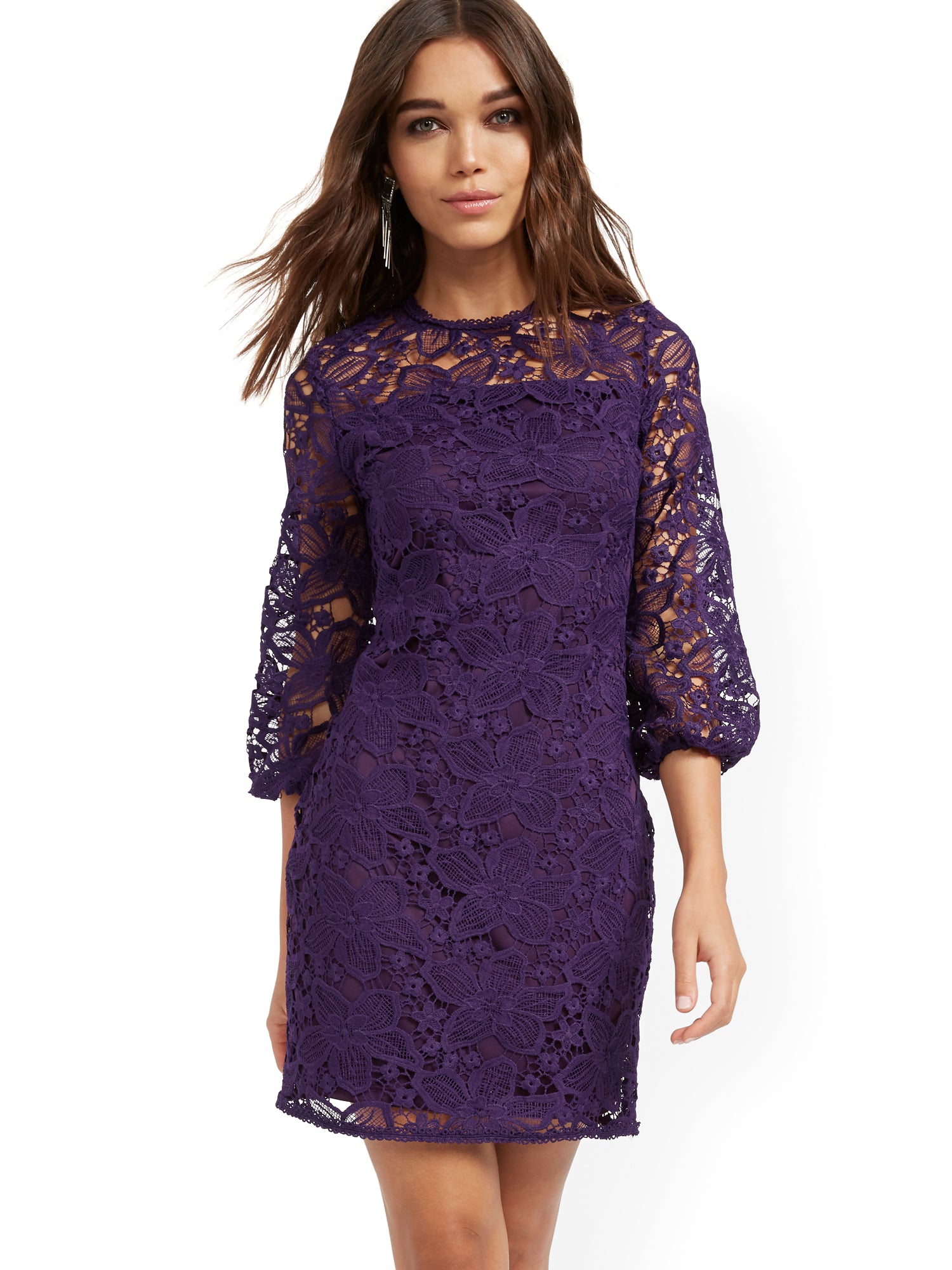 lace overlay sheath dress