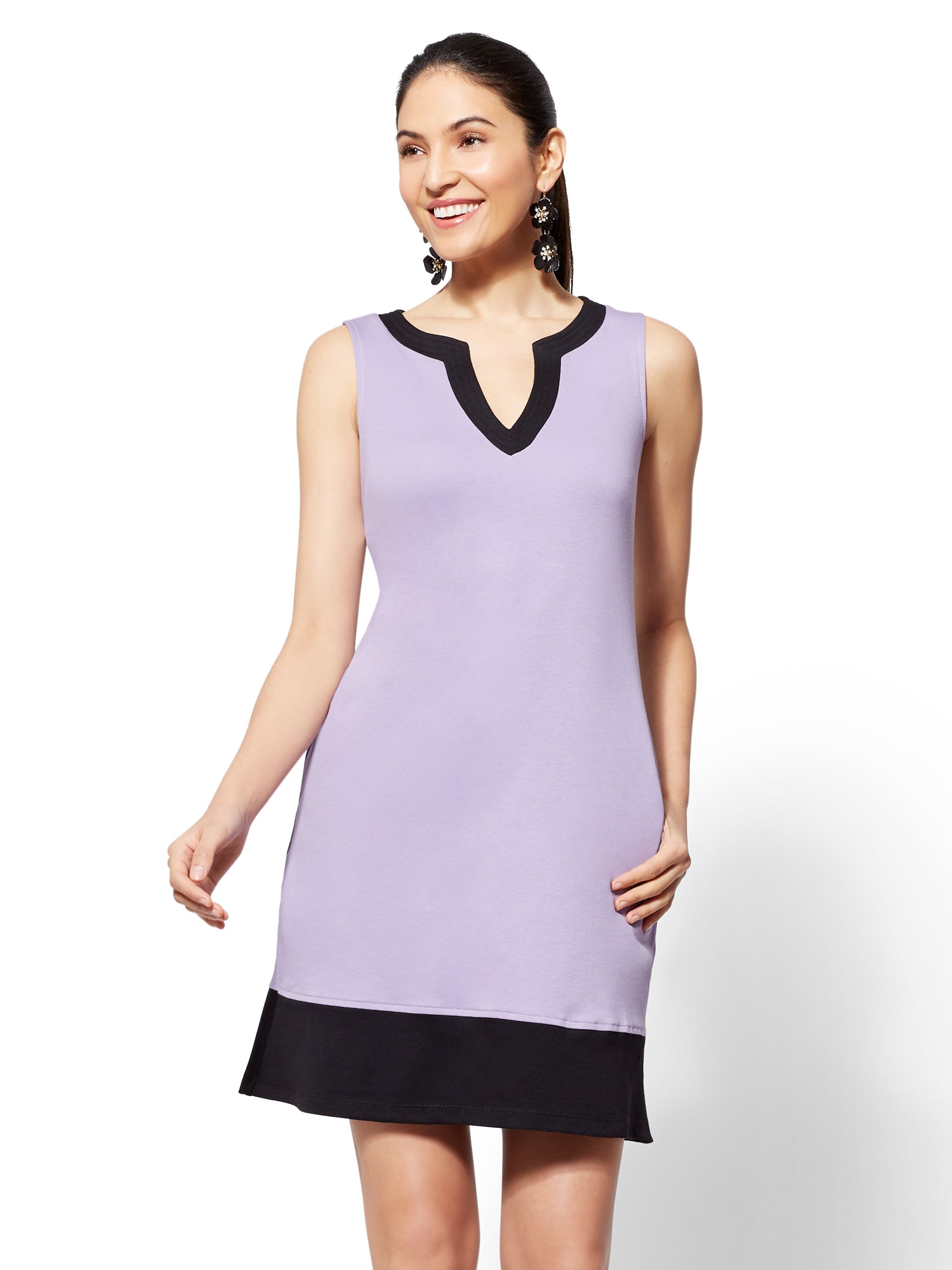 purple color block dress