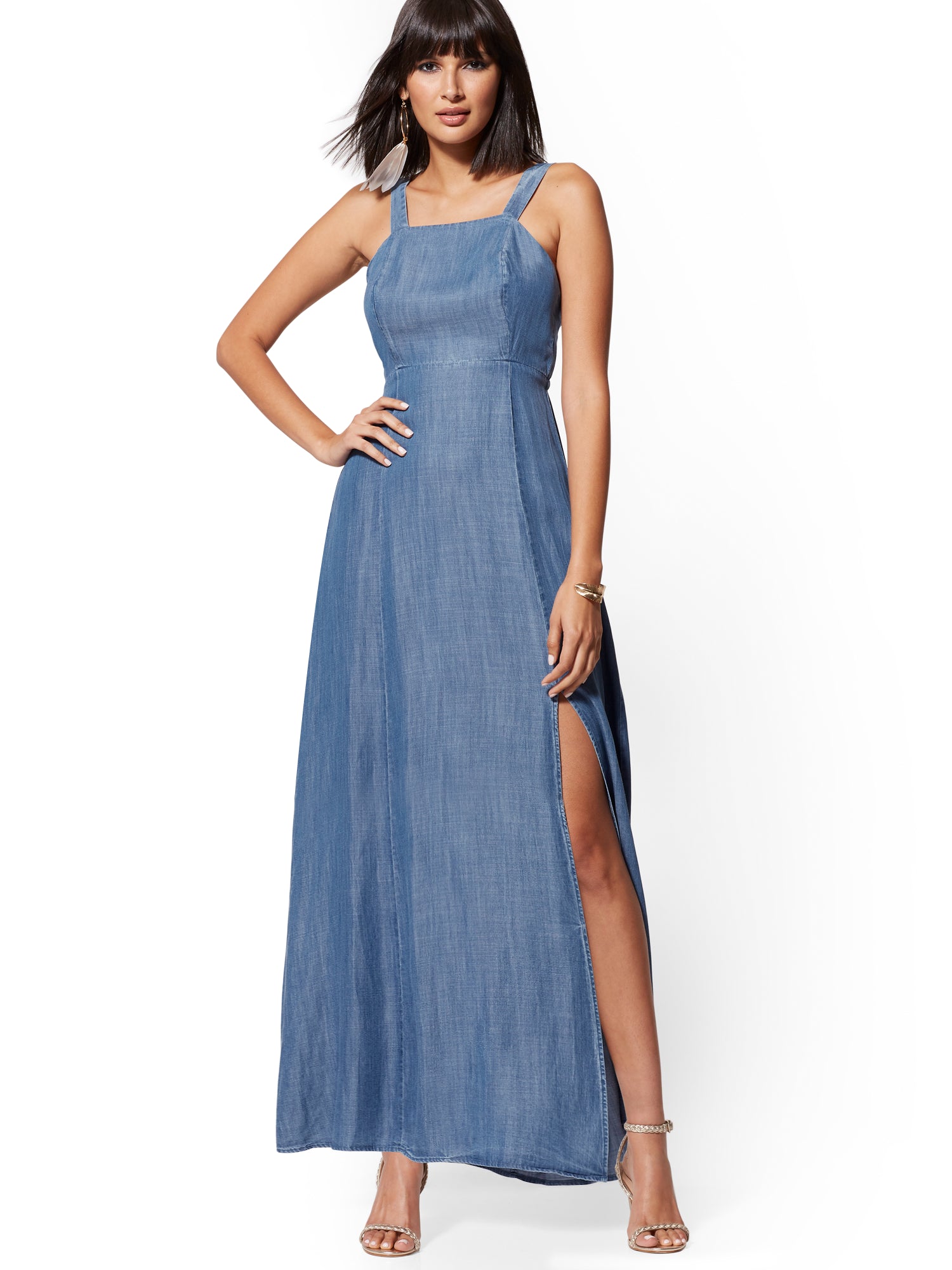 chambray maxi dress