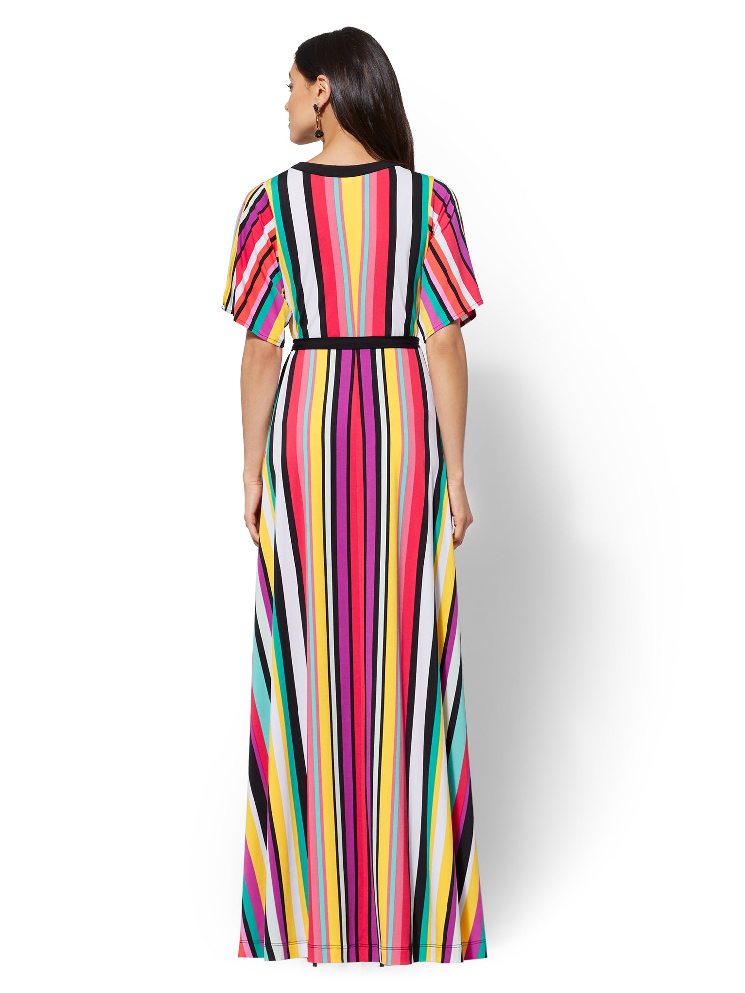 striped wrap maxi dress