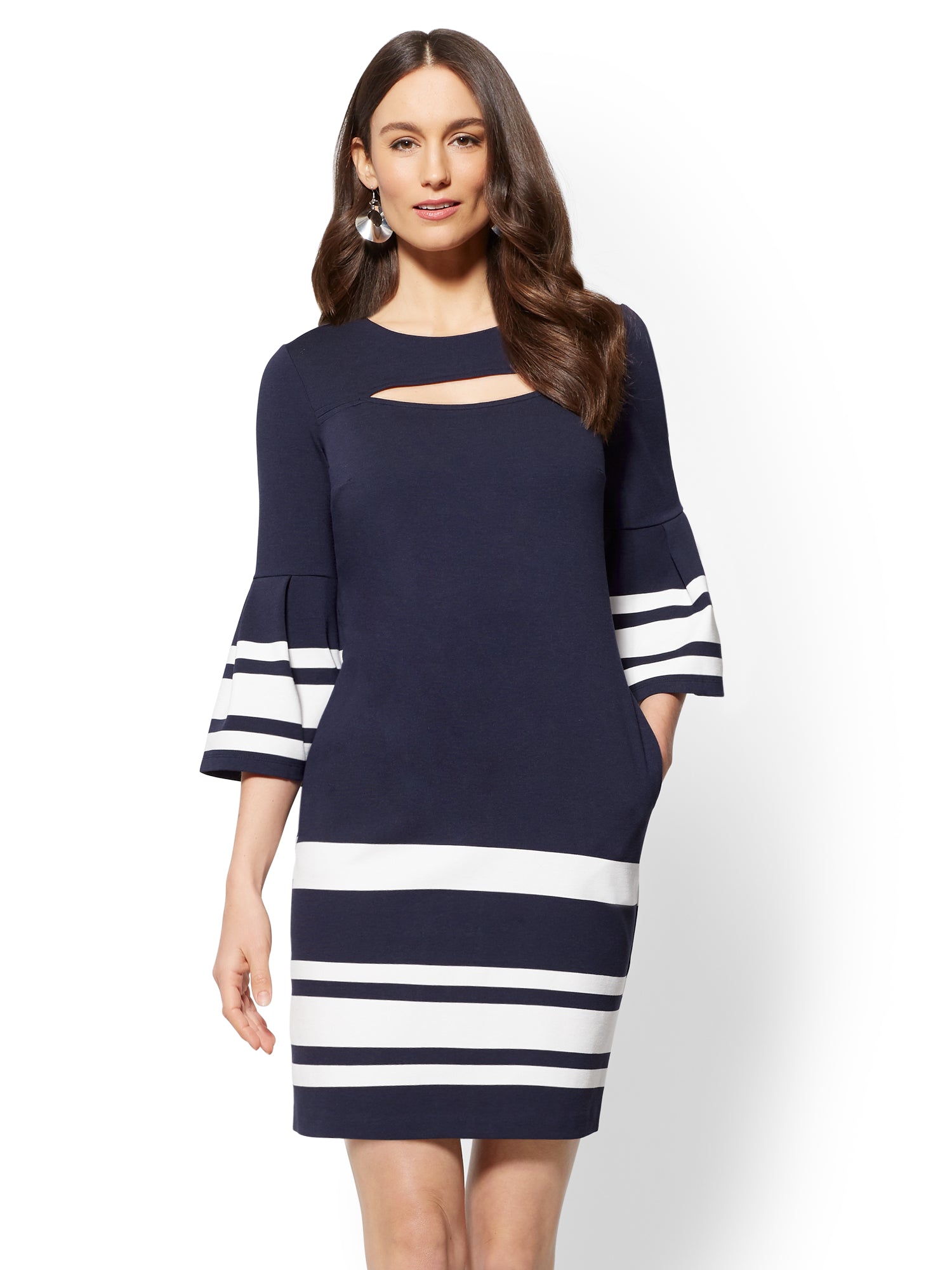 shift dress with bell sleeves