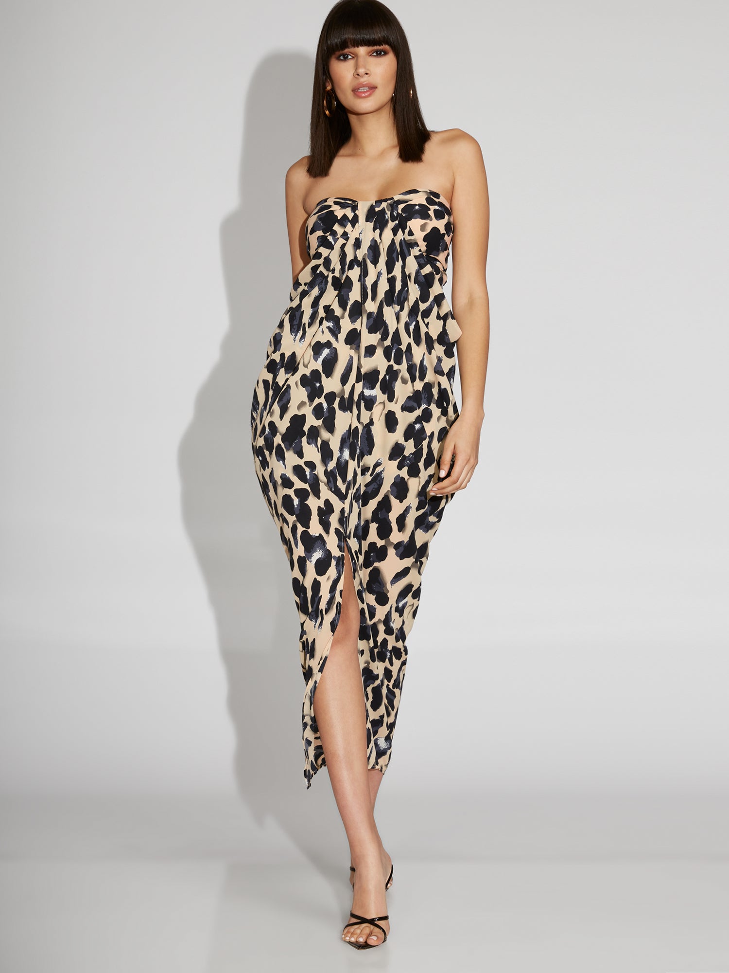 leopard strapless dress