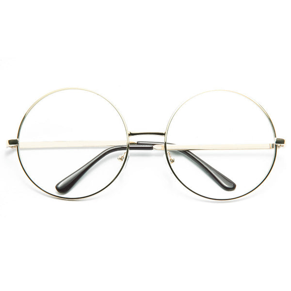 Lennon 5 Oversized Metal Round Clear Glasses – CosmicEyewear