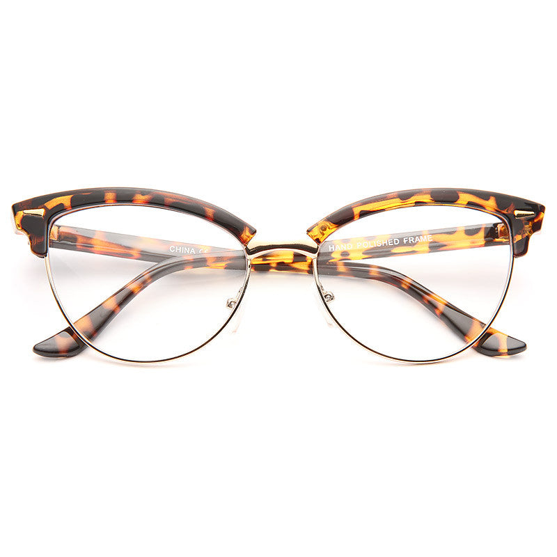 Evelyn Metal Frame Cat Eye Clear Glasses Cosmiceyewear