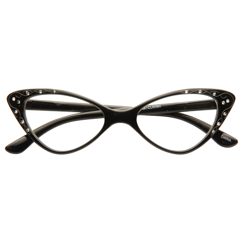 Mavis Rhinestone Solid Frame Cat Eye Clear Glasses – CosmicEyewear