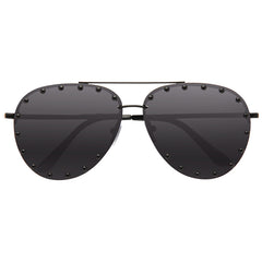 Fashion Culture Affair Studded Aviator Sunglasses Blue Pink Ombre Lens, 