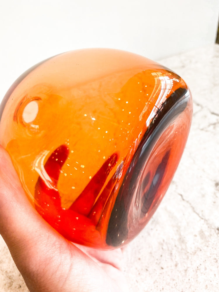 Short Big Gem Glass Bud Vase Tangerine Root Adorned