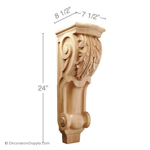 Fluted Acanthus Wood Corbel Lindenwood 2 Sizes