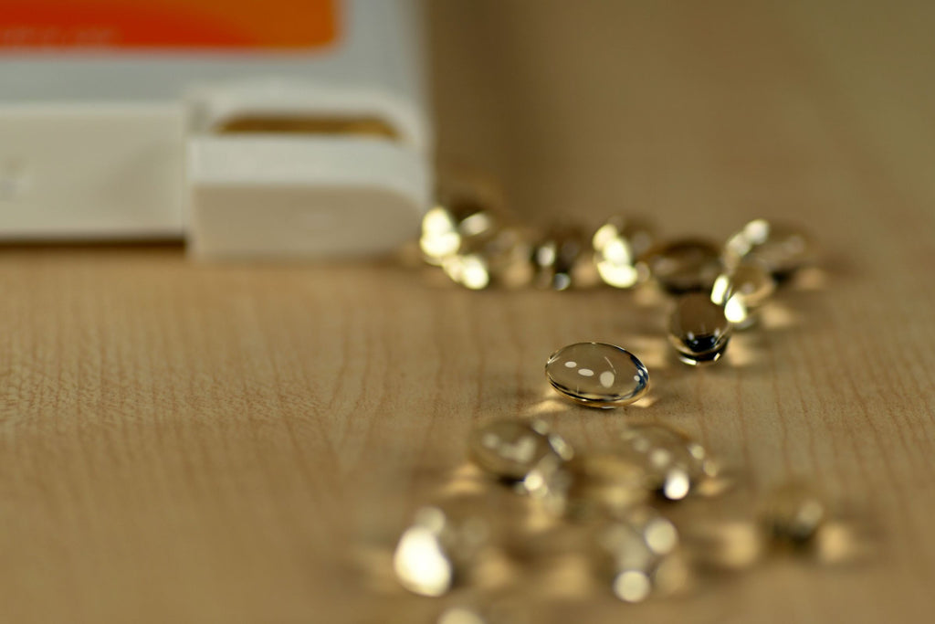 Clear pills on a desk