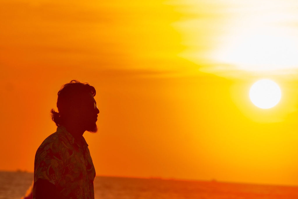 Silhouette of a man in sunset