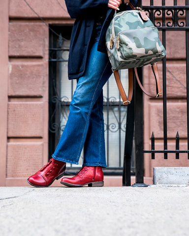 Miz Mooz Leather Button Ankle Boots Louise Red