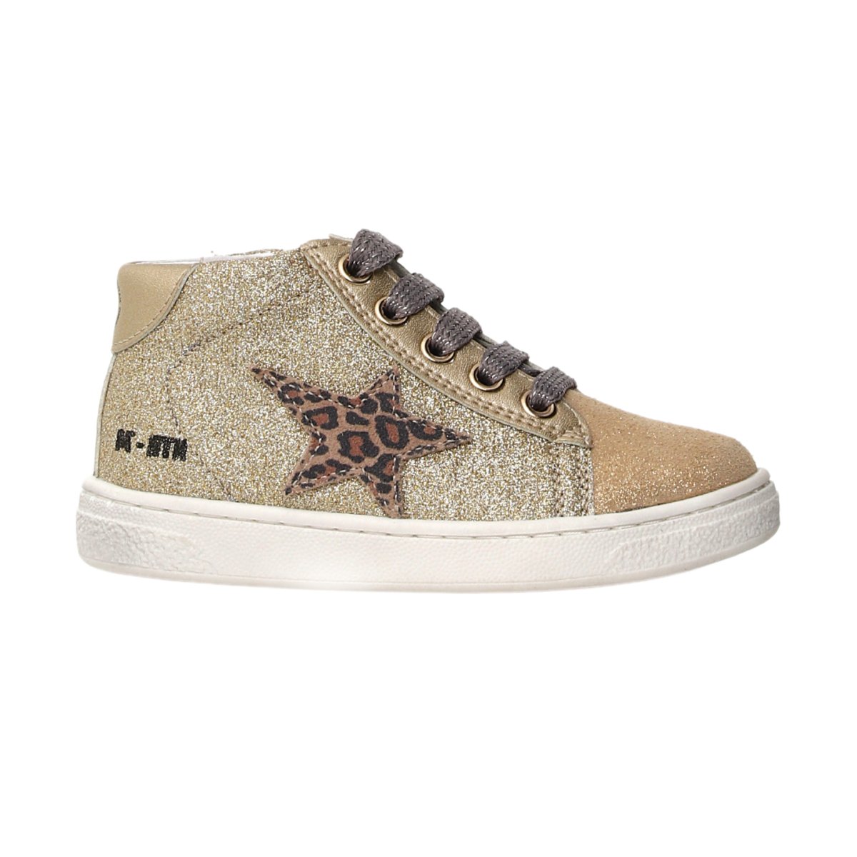 Naturino Girl's (Sizes 33-35) Pinn High Zip Gold Glitz/Cheetah Star