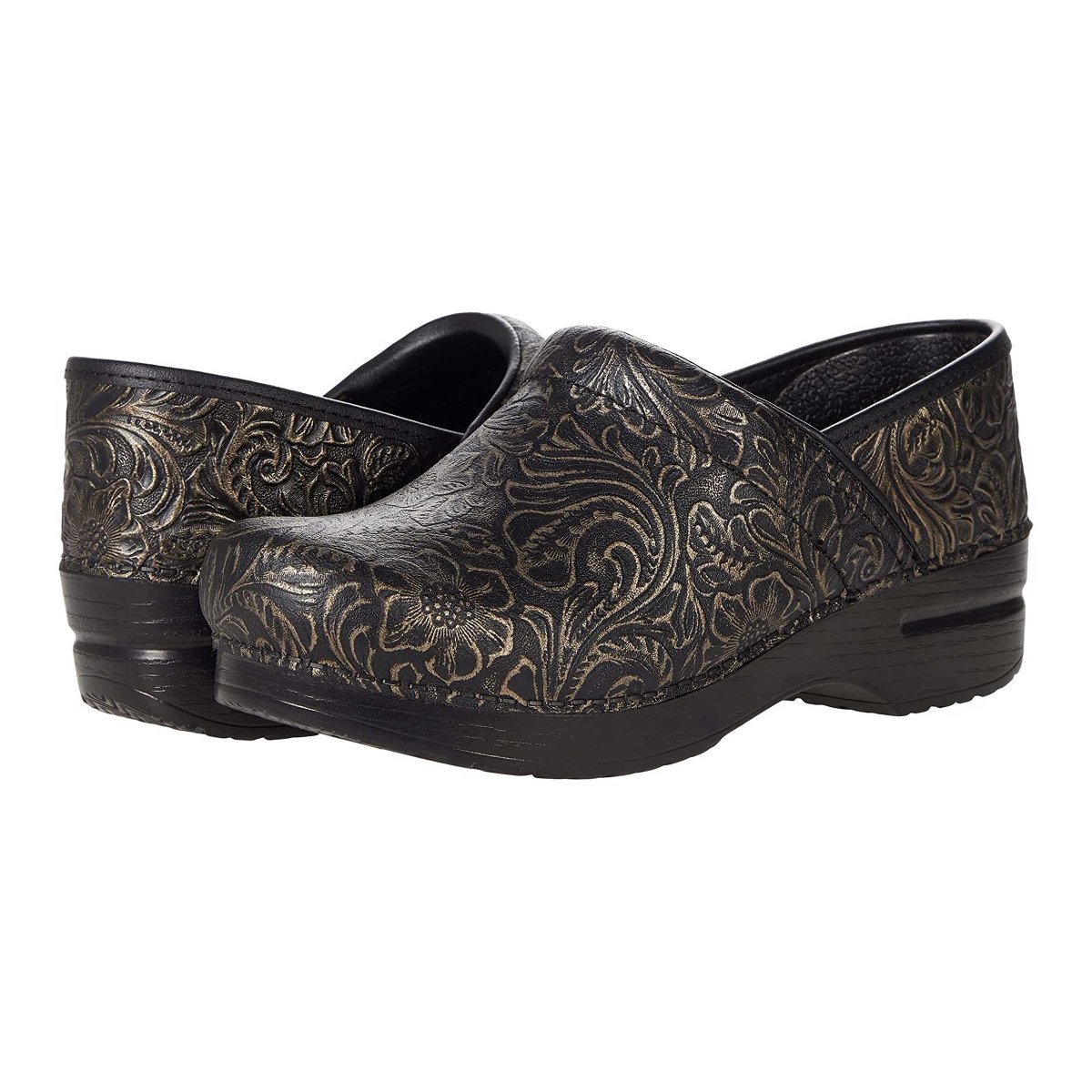 Dansko Professional Black Antique Tooled