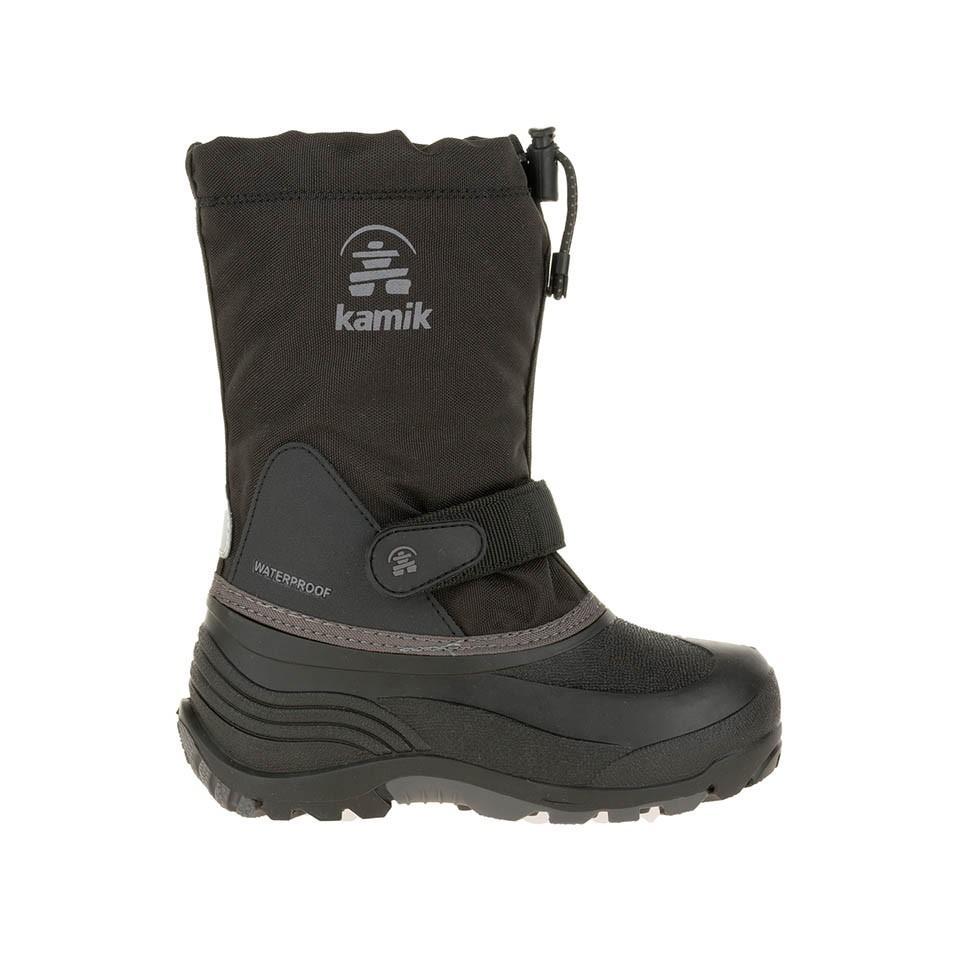 Kamik Boy's Waterbug5 Waterproof Boot Black/Grey (Sizes 1-7)