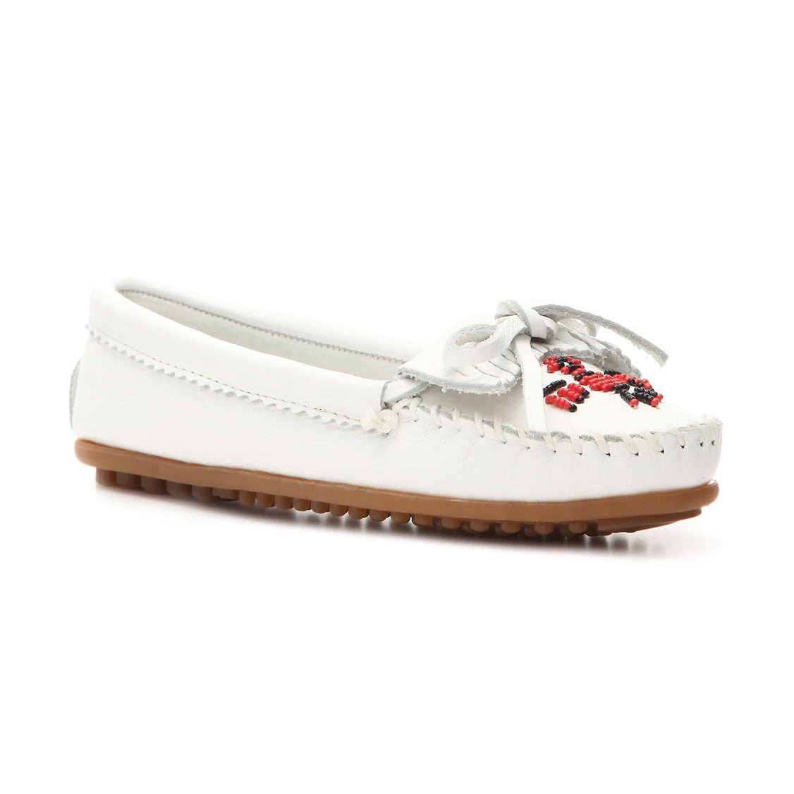 Minnetonka Women's 604 Thunderbird II White Beaded Moc