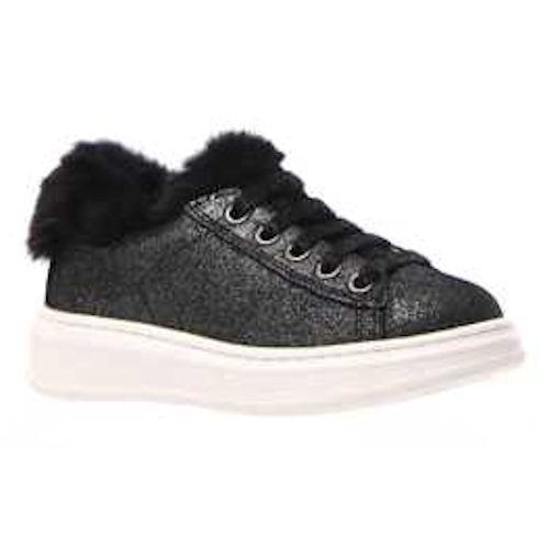 Naturino Girl's Tinie Black Glitz Fur Sneaker (Sizes 29-32)