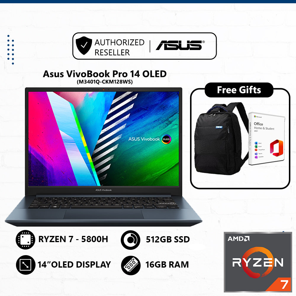 Asus VivoBook Pro 14 OLED M3401Q-CKM128WS Laptop (AMD Ryzen 7 5800H, 16GB  RAM, 512GB SSD, Nvidia RTX3050, OLED Display)