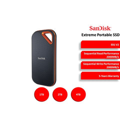 SanDisk 4TB Extreme PRO Portable SSD - Up to 2000MB/s USB-C， USB