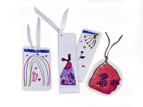 children's artwork made into bookmarks