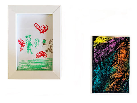 Display children's artwork in frames