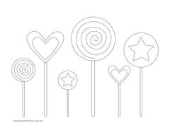 lollipops colouring page