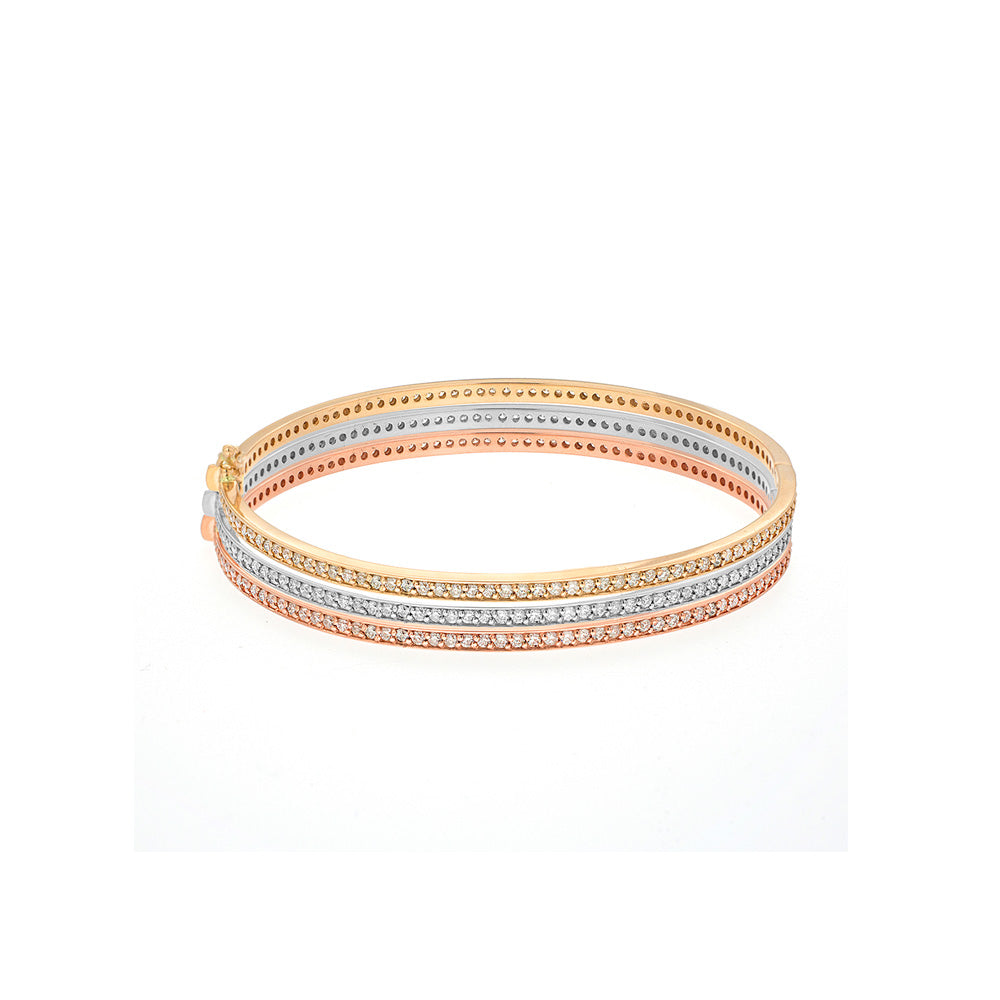 Diamond Halfway Bangle - White Gold