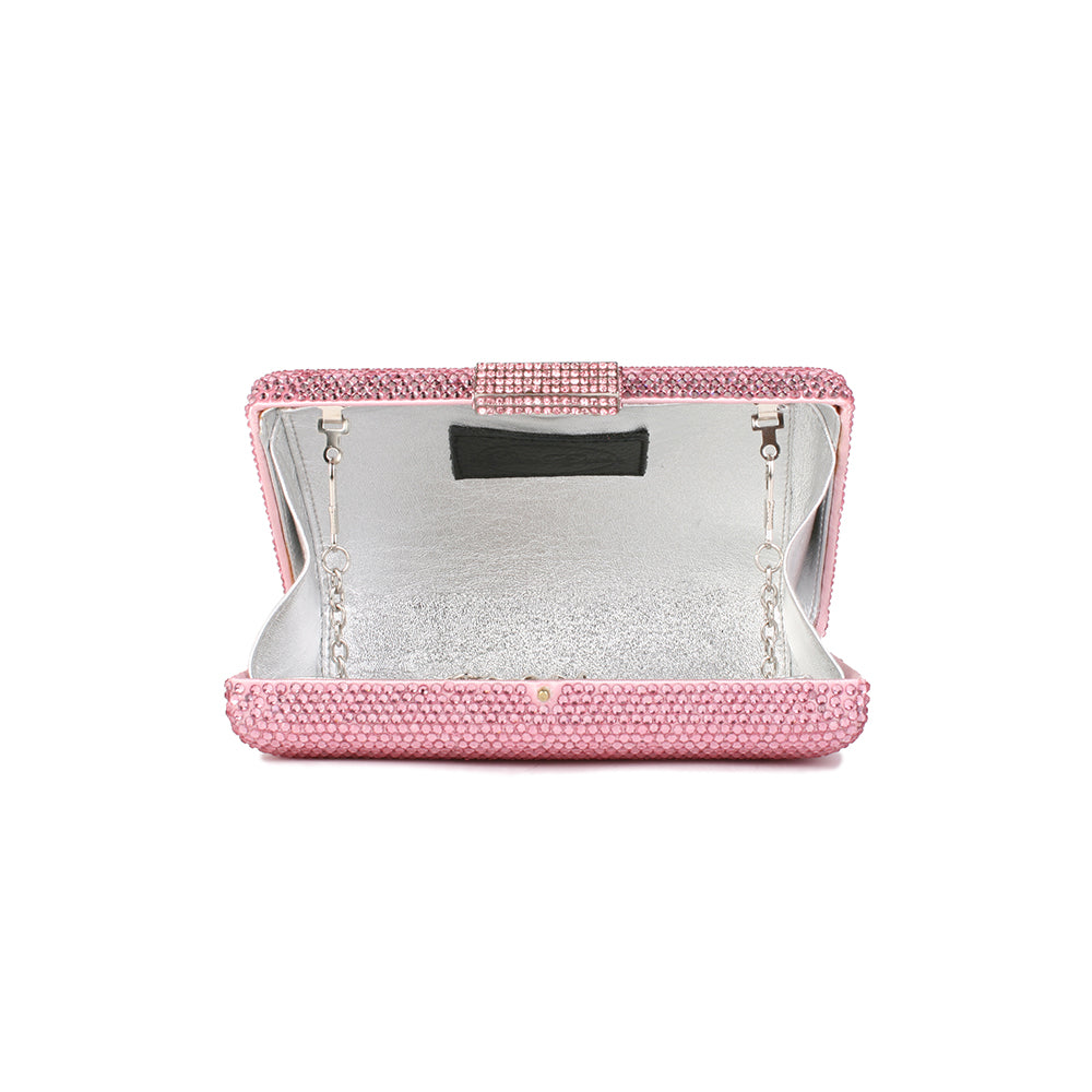 Crystal Box-Frame Clutch - Pink