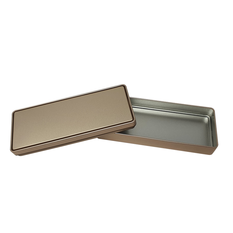 Gold Rectangular Gift Tin Box With Slip Lid/ L145 x W65 x H30(mm)