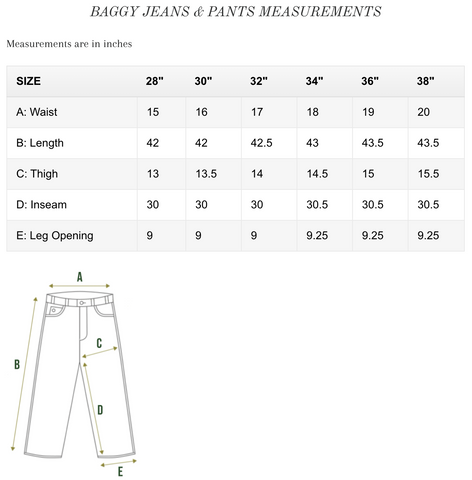 VIC Pants Size Guide - Pavement NZ